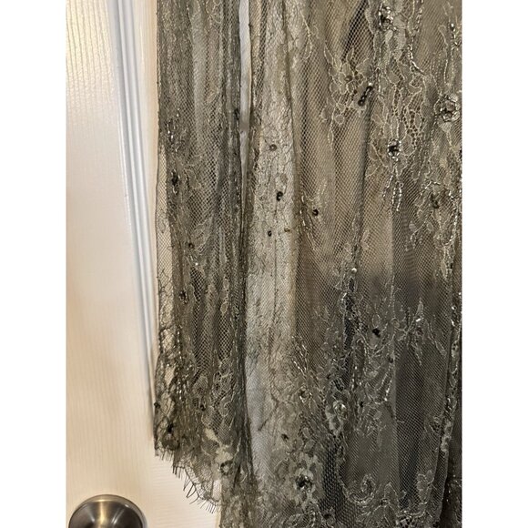 Mango Green Long Sleeve Lace Sequin Bead Dress L Large Olive Green $159 NEW - Picture 13 of 15